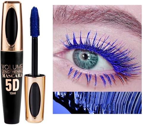 Blau Wimperntusche, 5D Mascara mit Silk Fiber, Telescopic Mascara for Eyelashes, Wimperntusche Wasserfest & Wischfest, Schnell Trocknend & Non-clump Wimperntusche Lange Wimpern, Blue Augen Make-up