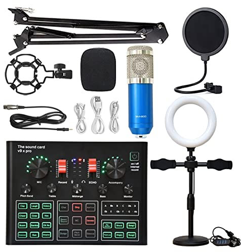 AKALNNB Audio Mixer Wireless Condenser Microphone Bundle Live Sound Card Bracket Set Condenser Microphone Microphone Sound Card Live Broadcast Equipment V8S Sound