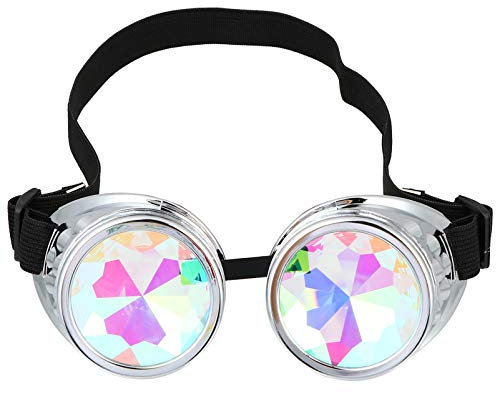 GAROZATION Steampunk Kaleidoskop Brille Mit Regenbogenlinse Für Junge Mädchen Und Erwachsene Geeignet Für Rave-partys Cosplay Und Besondere Anlässe