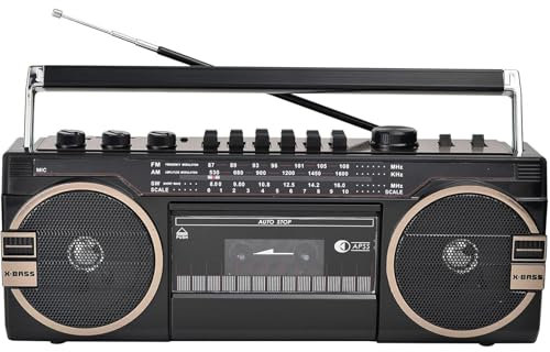 GXLDIANPU Boombox CD Tape Player, Retro CD Player Boombox, AM/FM Radio with Volume Adjustment Knobs for Family Gathering Travel