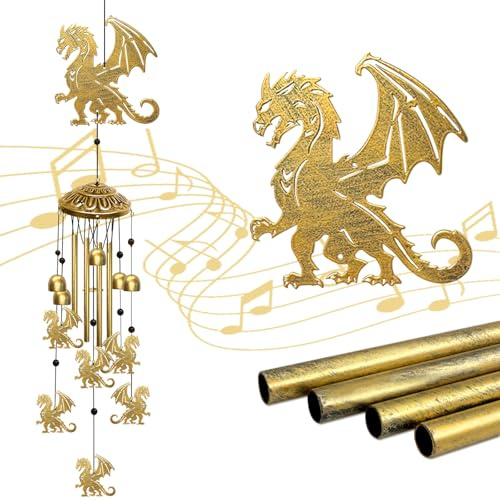 Drachen-Windspiel für drinnen und draußen, Metall-Windspiel, S-Haken, inspirierende Wand, Terrasse, Garten, Veranda, Hof, Kunst, Party, Heimdekoration, einzigartiges Einweihungsgeschenk, Geschenk für