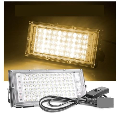 Proiettore a LED per esterni, Proiettore A LED 50W 100W Proiettore A LED RGB Faretto Bianco Lampione Stradale A LED Illuminazione Paesaggistica Telecomando per porte da garage da giardino(100W Warm Wh