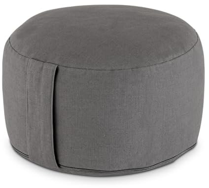 Amago home Yogakissen Meditationskissen Augenkissen Sitzkissen rund ø31xH20cm Bezug waschbar Farbe grau - coolgray