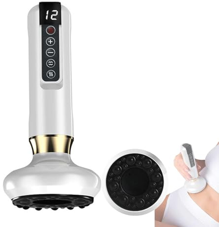 Anti cellulite Massagegerät Schröpfen für arm bauch bein und po, Schröpfgerät Elektrisch Gegen Cellulite Handmassagegerät Tragbares Körpermassagege mit 12 Gängen, Wiederaufladbar (White)