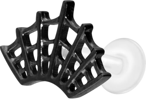 PIERCINGLINE PTFE Labret Ohrpiercing mit 0,9 mm Gewinde + Titan-Aufsatz SPINNENNETZ Farb & Größenauswahl