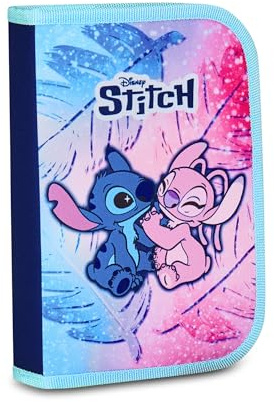 Seven Federmäppchen mit Lilo&Stitch, Mäppchen, Mehrfarbig, Federtasche für Schreibwaren, Etui komplett mit Bleistiften, Filzstiften, Schulmaterial, Kindergarten- Grundschule, XXL, 14-teilig