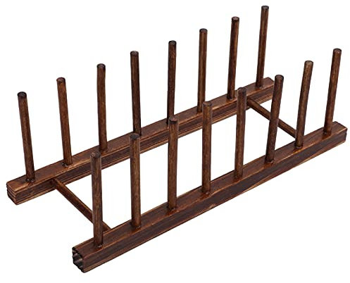 Tnfeeon Pastelera de Platos de Madera, 8 Columnas Rejilla Secado, Soporte Tapas Marihuana, Almacenamiento Tableros Corte, Estante Secado Tazas, Organizador Libros, Tabletas, Soporte para Computadoras