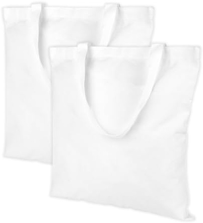 ROOMHUAWAY 2 stycken tygpåsar för målning, jutepåse 40 x 35 cm, tygväska, tygväskor att måla, bomullsväska, som shoppingväska gymväska för hem shopping fitness pendling, Whitecolor