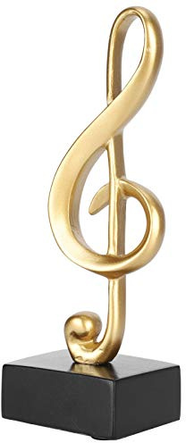 Watris Veiyi Musik Deko, Harz Notenschlüssel, Goldene Noten Deko | 2,3×1,9×6,8 Zoll Musiknoten, Statue Skulptur für Haus, Büro, Klavierzimmer