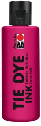 Marabu TIE DYE INK Batikfarbe in Himbeere, 80 ml Farbe auf Wasserbasis, vegan, strahlende Stofffarbe für helle Textilien bis 20% Kunstfaseranteil, 17300004005