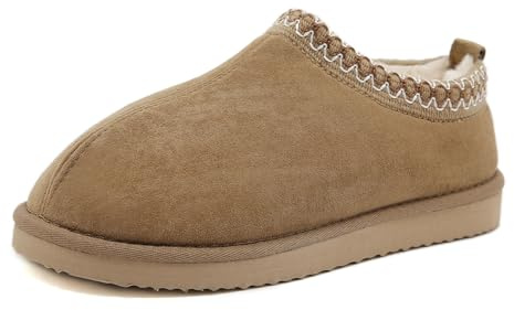 SMajong Chaussons Femme Homme Hiver Peluche Pantoufle d'intérieur Confort Chaud Chaussures pour la Maison extérieur Beige 45 EU