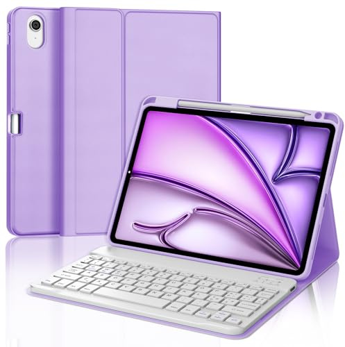 IVEOPPE Cover Tastiera per iPad Air 11 M4 2026/M3 2025/M2 2024 11 Pollici | Keyboard Magnetico Staccabile, Italiano QWERTY, Custodia Tastiera Bluetooth con Portapenna per iPad Air 11, Viola chiaro