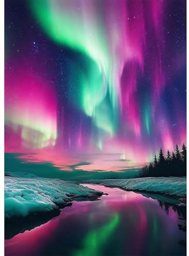 Amz Camel DIY 5D Diamond Art Kits (12 * 16 Inch),Mosaic Diamond Painting, Diamond Art for Aurora, Embroidery Full Drill for Borealis, Diamond Art Kits Rhinestone Craft for Home Wall Decor