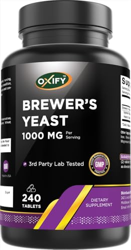 Oxify Brewer's Yeast 1000 mg | 240 Tablets | Gluten-Free, Non-GMO | Supplement Made in USA