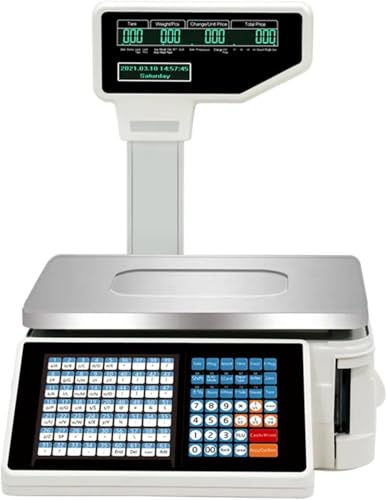Räknevåg med dubbel display, etikettvågar, kassaregistervåg, prisberäkningsvåg, 30 kg digital streckkodsvåg, för stormarknad/detaljhandel Machine+scanner