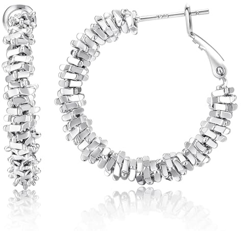 Dochais Ohrringe Creolen Silber 925 Damen Hypoallergene Ohrringe Vergoldete 14K Gold Creolen Kleine Großes Leichtgewicht Huggie Hoop für Mädchen Frauen Schmuck Geschenk 10MM 30MM (Silber/Gold)