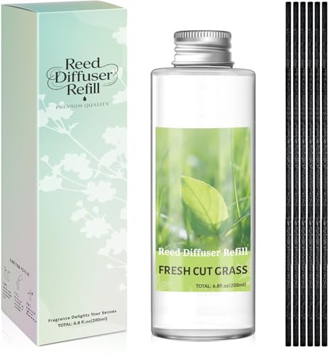SCENTORINI Fragrance diffusor för rum gröna blad gräs 200 ml eterisk oljepåfyllning, luftrenare för hemmet hållbar doft för hem, badrum och rumsdekoration