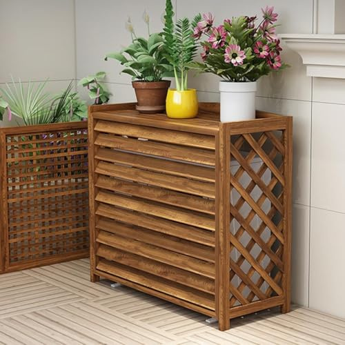 Cubierta De Aire Acondicionado De Balcón De Madera Maciza, Rejilla Protectora Universal De Aire Acondicionado Exterior, Panel De Aire Acondicionado con Bomba De Calor, Cubierta, 85x35x75cm