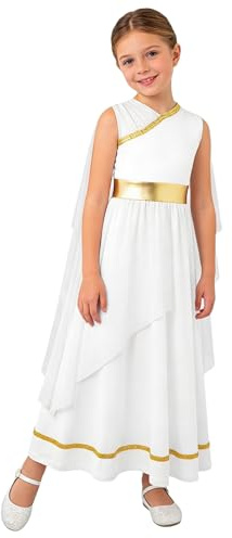 Xnihocha Costume de Toge pour Filles Robe de Princesse Grecque Antique Costume Romain d'halloween Déguisement pour Enfants