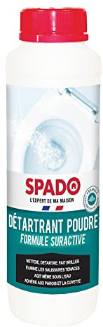 SPADO - Détartrant WC en Poudre - Nettoie, Détartre & Fait Briller - Mousse Active Anti-Calcaire - Fabrication Française - Flacon 750 g