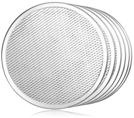 New Star Foodservice Restaurant-Grade Seamless Aluminum Pizza Baking Screen, 10 Inch, Pack of 6