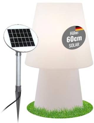 8 seasons design Solar Tischlampe 60 cm No.1 (Weiß) LED warmweiß, Dämmerungssensor – wetterfest – Solarlampe für außen (Garten, Terrasse, Balkon),robust & langlebig