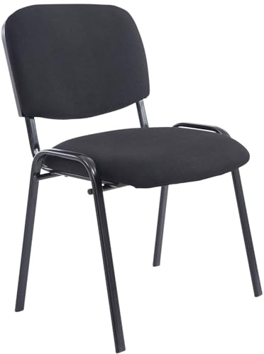 CLP Chaise De Visiteur Empilable Ken XL Tissu I Chaise De Salle D'Attente avec Dossier Et Assise Rembourrés I Piètement Métal Noir Mat, Couleur:Noir