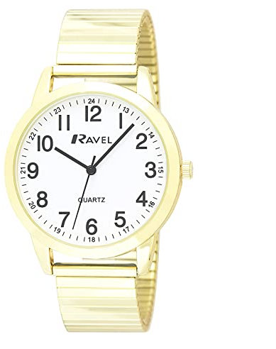 Ravel - Womens Everyday Quartz Watch with Dotted Minute Track on Gold Toned Stainless Steel Expander Bracelet (27mm case) - R0232.22.2 - Gold Tone