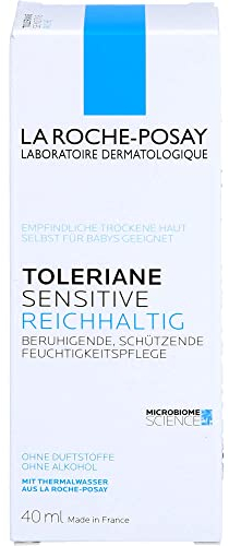 La Roche Posay Toleriane Sensitive reichhaltig Tagescreme, Für trockene bis sehr trockene Haut, Mildert Trockenheit, Kribbeln und Spannungsgefühle, Mit Niacinamid und Sheabutter, 40 ml