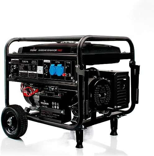 Tecnoware Générateur électrique 7800VA - Monophasé 230 Vac, 50 Hz - Moteur à explosion alimenté à l’essence (Capacité réservoir 25 L) - Allumage électrique et manuel