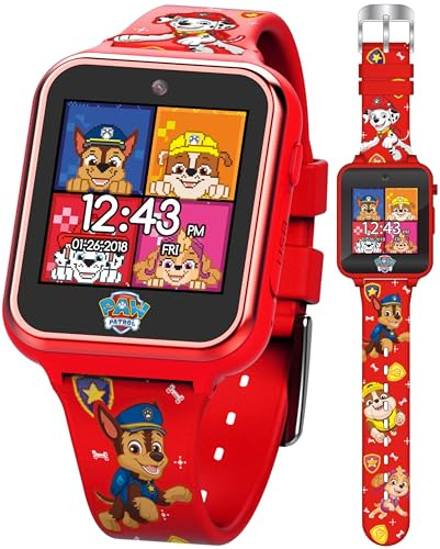 Nickelodeon PAW Patrol Kids Smartwatch with Selfie Camera Video Recorder Games Stopwatch Alarm Step Calorie Counter Red Silicone Strap Touchscreen Watch Fits 5.5-8 Wrists