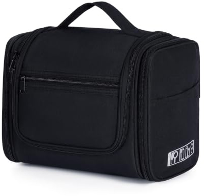 WANDF Grande Trousse de Toilette à Suspendre pour Femme - Grande Trousse de Toilette pour Le Camping et Les Voyages - pour Enfants, Femmes et Hommes, Noir
