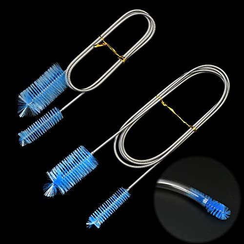 2 piezas Cepillo de Limpieza para Acuarios Tubos Flexibles de Doble Tanque para Peces Filtros Limpiadores de Tubos Tubos Cepillo para Mangueras（200cm and 90cm）