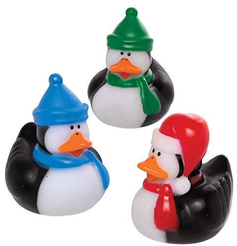 Baker Ross AX449 Penguin Rubber Ducks - Pack of 6, Novelty Toy for Children, Ideal Stocking or Party Bag Filler for Kids