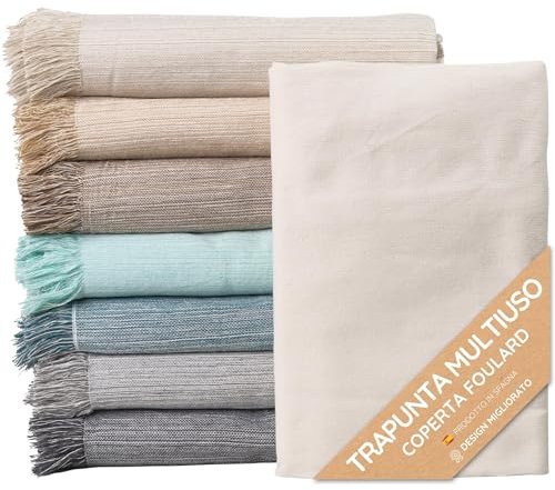 Trapunta Multiuso; Divano Scozzese, Coperta Foulard, Copriletto, Foulard per Divani in Cotone e Altre Fibre Finitura di Qualità Fatto in Spagna, Telo Copridivano (Bianco Ecru, 230x260cm)