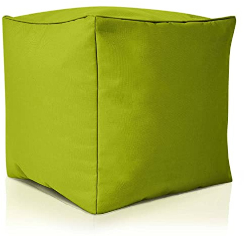Green Bean Sitzsack-Hocker 40x40x40cm mit EPS-Perlen Füllung - Fußhocker Fußkissen Sitz-Pouf für Sitzsäcke - Bodenkissen für Kinder und Erwachsene - Fußablage Sitzkissen Sitzhocker Grün