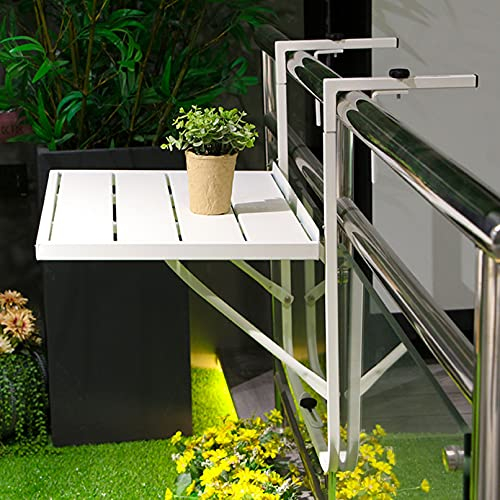 ADASP balkontisch, Balkontisch Outdoor Balkon Tisch Verstellbarer Klappbares Hängegeländer Terrassenbar Deck Hängetisch Balkongeländer Tisch für Terrasse, Garten, Bar, Deckgeländer