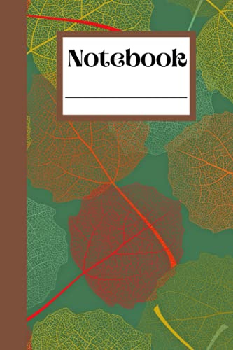 Autumn Leaves Notebook: Colorful Autumn Leaves on Green 6x9 Personal Notebook