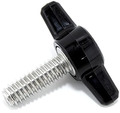 1/4-20 x 3/4 Thumb Screw Stainless Steel - Black Tee Wing Plastic Knob - Standard/Coarse Thread Thumbscrew - Length: 0.750 - Proudly Built in USA - Package of (10)