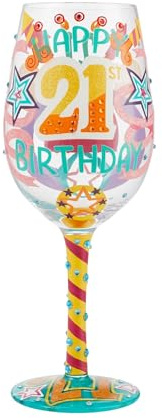 Enesco Lolita Happy 21st Birthday Wine Glass Drinking Glasses