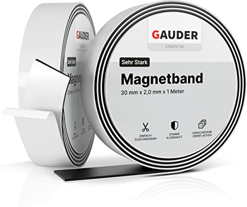 GAUDER Magnetic Tape Extremely Self Adhesive | Magnetic Strips | Magnet Roll (2mm * 30mm * 1m)