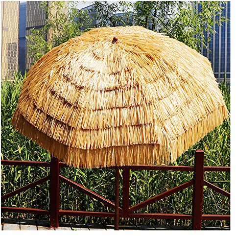XPGEREP Parasol Inclinable Parasol Pliable, Diamètre 200cm, Parasol de Jardin Extérieur, Parasol de Plage Hawaïen/Natural Color/Hight 215cm