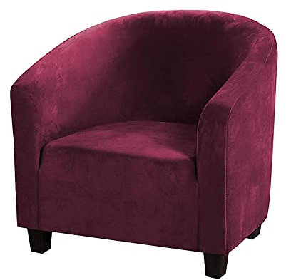 YOPOIY elastisch verdicken Sesselhusse Polyester einfarbig Sesselbezug Abnehmbar Cocktailsessel bezug mit elastischem Boden -rot-