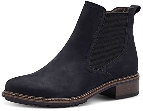 Tamaris Damen Ankle Boots, Frauen Stiefeletten,TOUCHit-Fußbett,Kurzstiefel,uebergangsschuhe,uebergangsstiefel,flach,Boots,Stiefel,Navy,37 EU