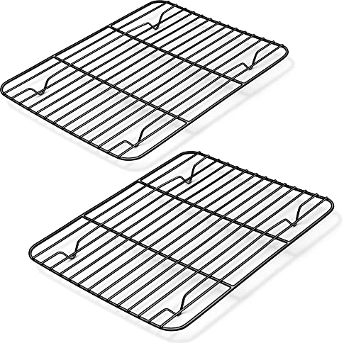 Herogo Cooling Rack, Wire Grill Rack Set of 2, 24.8x19 cm, Stainless Steel Oven Shelf with Non-Stick Coated, Ideal for Baking Cooking Roasting Grilling, Oven Safe & Non-Toxic, Easy Clean