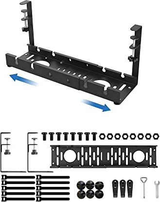 Under Desk Cable Management Tray,Under Desk Cable Organiser Easy Install for Home & Office