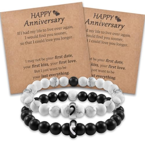 CheersLife Partnerarmbänder 2 Stück Couple Armband Pärchen Armband Paar Armbänder Paare Geschenke Hälfte Herz Ring Armband Partner Hochzeitstag Jahrestag Geschenk für ihn Ehemann Frau