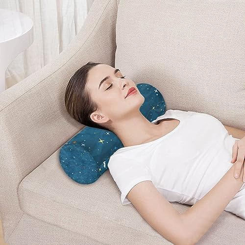 ZRWLUCKY Stars Blue 4th Juli Yoga Bolster Pillow Down Neck Roll Pillow Under Knee Round Pillow Cushion Insert Lower Back Support Pillow