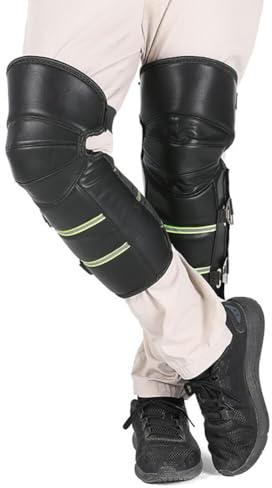 Winter Motorrad Knieschoner Beinwärmer, PU Leder Plüschfutter Knieschützer Winddicht Wasserdicht Kältebeständig Fahrrad Kniewärmer Beinschutz Beinstulpen Knieprotektoren für Radfahren Laufen Motorrad