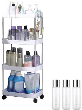 1/4 schmaler Aufbewahrungswagen – Badezimmer-Rollwagen, ausziehbarer Organizer, schmal, Snackwagen-Organizer mit Rollen, schmale Aufbewahrungsregale, Wagen für überfüllte Räume, Badezimmer, schmaler
